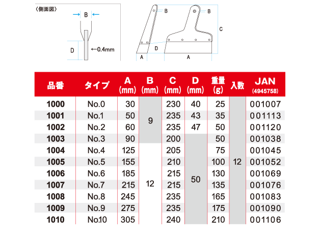 ステンレス地ベラ